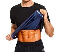 1 PCS Sauna Shirt Men, Sauna Vest Men, Sweat Vest for Weight Loss, Mens Shirt for Waist Trainer Weight Loss Workout, Body Shaper Sweat Suits with Slimming, Man Gym Fitness Short Sleeve Shapewear