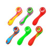 1 pcs Silicone Smoking Pipe Tube Hand Tobacco Pipe Glass Bowl Random Color
