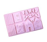 1 Pcs Silicone Xmas Baking Cookie Mould Christmas Chocolate Candy Mould Gingerbread House Mold for Cake Pudding Fondant Christmas Party Kitchen DIY Candle Soap Resin Craft