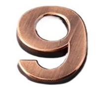 1 Pcs Silver/Gold/Red Bronze Self Adhesive Number Stickers House Door Address Plate Sign Hotel Decor 7cm(Red Bronze 9)