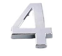 1 Pcs Silver/Gold/Red Bronze Self Adhesive Number Stickers House Door Address Plate Sign Hotel Decor 7cm(Silver Number 4)