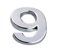 1 Pcs Silver/Gold/Red Bronze Self Adhesive Number Stickers House Door Address Plate Sign Hotel Decor 7cm(Silver Number 9)