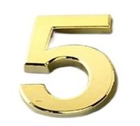 1 Pcs Silver/Gold/Red Bronze Self Adhesive Number Stickers House Door Address Plate Sign Hotel Decor 7cm(Gold Number 5)