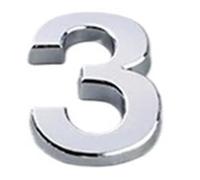 1 Pcs Silver/Gold/Red Bronze Self Adhesive Number Stickers House Door Address Plate Sign Hotel Decor 7cm(Silver Number 3)