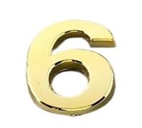 1 Pcs Silver/Gold/Red Bronze Self Adhesive Number Stickers House Door Address Plate Sign Hotel Decor 7cm(Gold Number 6)