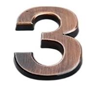 1 Pcs Silver/Gold/Red Bronze Self Adhesive Number Stickers House Door Address Plate Sign Hotel Decor 7cm(Red Bronze 3)