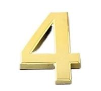 1 Pcs Silver/Gold/Red Bronze Self Adhesive Number Stickers House Door Address Plate Sign Hotel Decor 7cm(Gold Number 4)