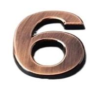 1 Pcs Silver/Gold/Red Bronze Self Adhesive Number Stickers House Door Address Plate Sign Hotel Decor 7cm(Red Bronze 6)