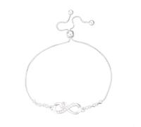 1 Pcs Silver Heart Infinity Bracelet Adjustable 26 CM Chain Link Anklet Copper Jewelry Dainty Ankle Bracelets for Women Ladies