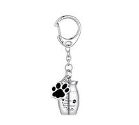 1 Pcs Silver Pet Urns Keychain, Stainless Steel Cat Ashes Urn, Small Pet Urns for Dogs Ashes Keepsake, Pet Dog Cat Cremation Jewelry Pend Paw Print Memorial Urn with Velvet Storage Bags
