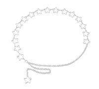 1 PCS Silver Star Chain Belt, Silver Adjustable Dress Waist Jewelry, Y2K Body Chains Trendy Metal Belly Belt with Long Tassel for Jeans Pants Dresses Goth Hip Hop Belt Accessories for Women