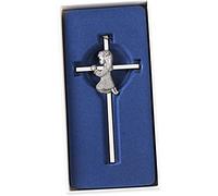 1 Pcs Silver Wall Cross, Blessing Metal Cross, Great for Baptism, Perfect for First Holy Communion, Birthday and Christening (girl)