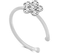 1 Pcs Small Flower Clear Rhinestone Crystal Nose Ring Stud Hoop-Sparkly Crystal Nose Ring Faux Piercing Jewelry, Silver ColorDurability