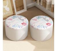 1 PCS Small Foot Rest,11 x 8 inch Cute Cartoom Pattern Washable Round Stool Soft Rest Seat Chair for Living Room Vanity