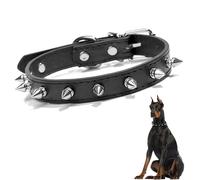 1 Pcs Spiked Studded Dog Collar, Black PU Leather Dog Collar for Small Dogs, Stylish Rivet Puppy Collar Safe Adjustable Leather Dog Chain for Decoration and Bite Prevention Pet Accessories
