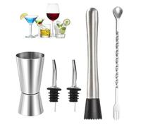 1 Pcs Spirit Measure with 2 Pcs Bottle Pourers for Spirits Cocktail Muddler Mixing Spoon, Shot Measures for Spirits, Drink Measures for Spirits, Stainless Steel Double Spirit Measures 25ml 50ml