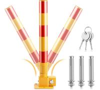 1 Pcs Spring Folding Parking Post, Heavy Metal Parking Barrier Lock Obstacle Pile with Warning Stripes Driveway Interceptor Bollard(Red Yellow)