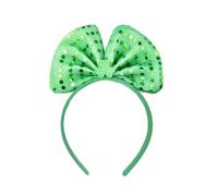 1 Pcs St Patricks Day Headband, Green Sequins Bow Shamrock Headbands, Saint Patrick's Day's Bow Headband Party Costume Headwear Accessories, Irish Photo Booth Props Leprechaun Green Headwear