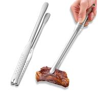 1 Pcs Stainless Steel Food Serving Tongs, Kitchen Cooking Tweezers Culinary, Barbecue clip Food Grade, Non-Slip Stainless Steel Tongs, Suitable for cooking, barbecue, salad, buffet, cake,pasta(23.6cm)