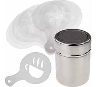 1 PCS Stainless Steel Powder Spreader 16 PCS Coffee Latte Mold Printing Model 1 PCS Plastic Coffee Bean Spoon Suitable for Coffee Lovers Cappuccino Cocoa Powder and Latte Coffee