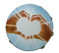 1 Pcs Tambourine Dove Bible Double Row Jingle Tambourine for Adults, Wooden Handbell Hand Clap Drum Percussion Instrument (love)