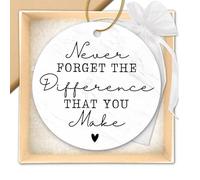 1 Pcs Thank You Gifts for Women,Baptism Gifts,Baptism Decorations,Never Forget the Difference You Make,Ceramic Nameplate,For Teacher,Boss, Nurse,Employee,Friend,Moment Farewell(White Thank You Edition