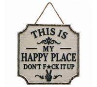 1 PCS This is my happy place don't f it up, This is my happy place sign, Ideal Decor for Home and Office, For Those Who Wish to Add a Quirky Touch to Their Space