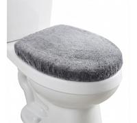 1 PCS Toilet Seat Lid Cover Microfiber Soft Velvet Toilet Cover Durable Adjustable Stretch Fuzzy Seat Covers with Elastic Bottom Absorbent Machine Washable Comfortable for Most Toilets Lids(Gray)