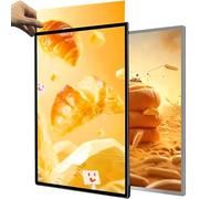 1 pcs Ultra-Thin LED Light Box, Tempered Glass Backlit Menu Board, Wall Mounted Advertising Display Frame for Restaurant, Bar, Shop black A4