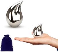 1 Pcs Unique Silver Teardrop Small Keepsake Cremation Urns for Human Ashes Adult for Both Male and Female, Mom Dad Son Women Men Mini Urns,Funeral Small Earns for Ashes with Velvet Bags 3 Inch Size