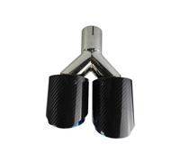 1 Pcs Universal Car Carbon Fibre Tail Throat Silencer Length BlueBurnishing Y-Shaped Double Out Twill Glossy Exhaust Muffler Tip Car Exhaust Tail Pipe(63.5mm-76mm-Right)