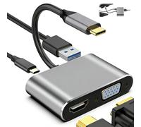 1 PCS USB C to Hdmi VGA Adapter,USB to VGA Adapter,4 in 1 Usb-C Multiport Hub with 1080P VGA 4K HDIM 5Gbps USB 3.0 100W PD for Macbook Pro/Air Dell HP Sam-sung Ga-laxy Hua-wei Chromebook Pixel and Mo
