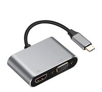 1 PCS USBC to HDMI Adapter, 4 in 1 USB-C Hub with 1080P VGA 4K HDIM USB 3.0 PD 100W, Compatible with Macbook Pro/Air Dell HP Samsung Galaxy, Chrome, Pixel, etc (Grey)