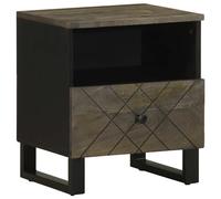 (1 pcs) vidaXL Bedside Cabinet Black 40x33x46 cm Solid Wood Mango bedside table
