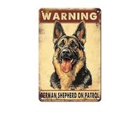 1 Pcs Vintage German Shepherd Metal Tin Sign Beware Dog Tag