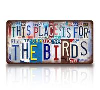 1 Pcs Vintage THIS PLACE IS FOR THE BIRDS Metal Tin Sign, 12x6 Inches Plaque Iron Painting Poster, Fun Garden Signs, Wall Art for Home Bar Kitchen Decoration (Retro)