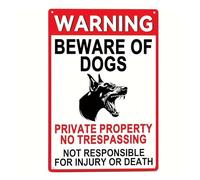 1 Pcs Warning Beware Of Dogs Private Property No Trespassing Metal Tin Sign Retro Rustic Doberman Guard Dog Security Wall Art