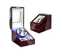 1 Pcs Watch Winder Box 5, for Automatic Watches, with Blue LED Light, Wood Shell Piano Paint Exterior,PU Leather, 4 Rotation Mode Setting