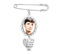 1 PCS Wedding Bouquet Photo Charm DIY Pin Brooch Bride Groom Custom Oval Picture Personalization Decoration suitable for meetings, gatherings, weddings, Christmas