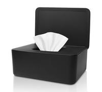 1 Pcs Wet Wipes Dispenser Box - Black, Wet Wipes Storage Box with Lid Tissue Box Holder Rectangular, Baby Nappy Wipes Case for Toilet, Bathroom