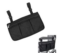1 Pcs Wheelchair Accessories, Wheelchair Side Bag, Sturdy Waterproof Multifunctional Walking Frame Bag for Walkers,Wheelchairs or Rollators (Black)