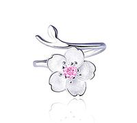 1 Pcs Women'S Elegant Cherry Blossom Ring Open Ring Hand Jewelry Accessories Birthday Gift Attractive