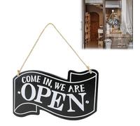 1 Pcs Wooden Open-Closed Sign, Hanging Business Sign, Double-Sided for Door, Restaurant, Cafe, Hotel (5.3x9.84 inch)
