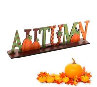 1 Pcs Wooden Thanksgiving Sign, Autumn Home Decor, Wood Letter Maple Leaves Signs Small Accessories Decor for Home Party Table Centrepiece Harvest Tiered Tray Harvest Mantle Halloween Decoration