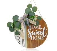 1 Pcs Wreath Hanger For Front Door, Wooden Front Door Wreath Decoration, Sweet Home Boho Outdoor Sign Hanging For Window Home Decor