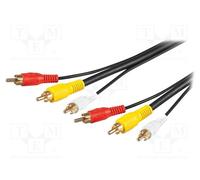 1 pcs x Goobay - 50140 - Cable, RCA plug x3,both sides, 5m, Plating: gold-plated