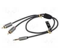 1 pcs x Goobay - 65285 - Cable, Jack 3.5mm 3pin plug,RCA plug x2, 1m, black-gray