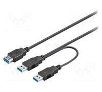 1 pcs x Goobay - 95749 - Cable, USB 3.0, USB A socket,USB A plug x2, 0.3m, black