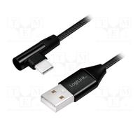 10 pcs : CU0137 - Cable, USB 2.0, USB A plug,USB C angled plug, 0.3m, black, PVC
