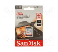 1 pcs x SANDISK - SDSDUNB-064G-GN6IN - Memory card, Ultra, SDXC, R: 140MB/s, Cla